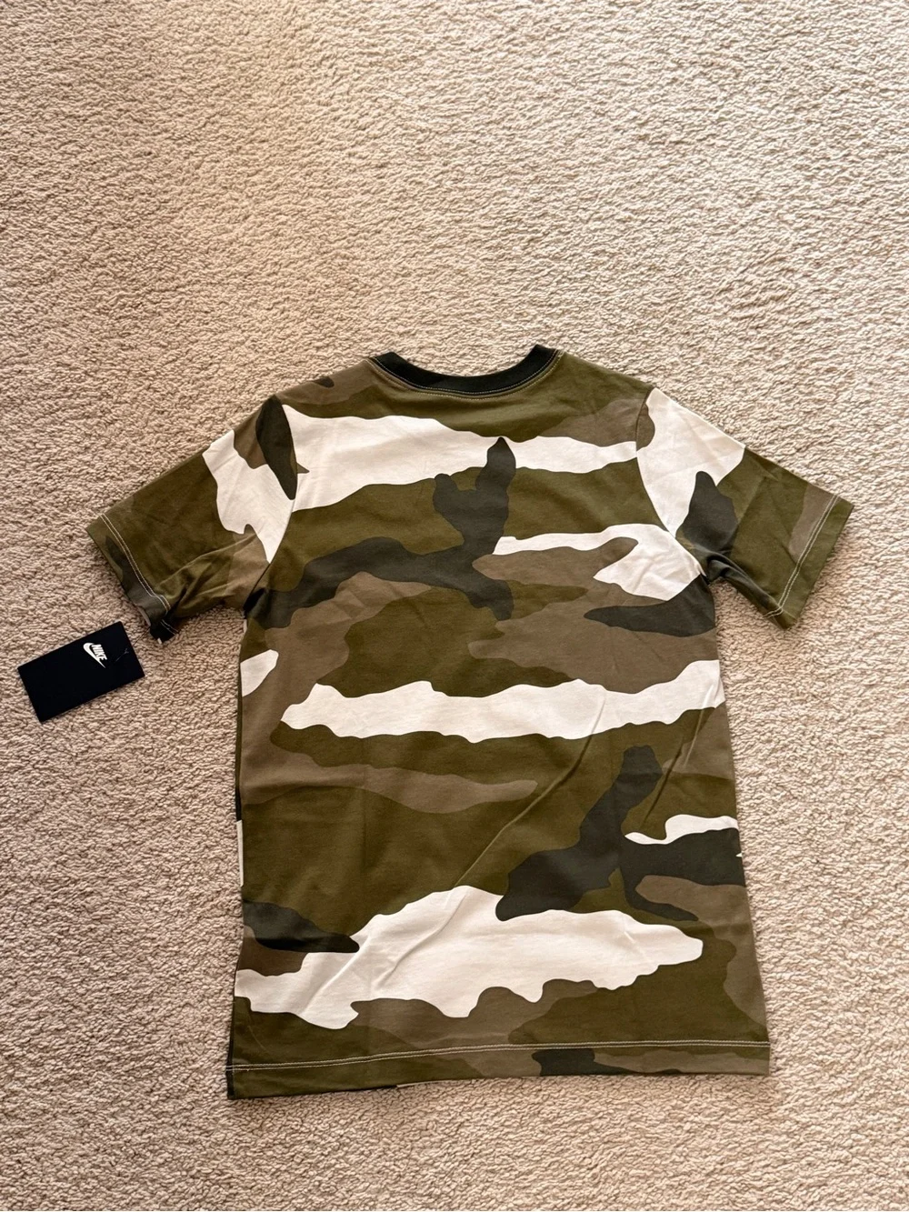 Boys Nike Olive & White Camo Short Sleeve Tee